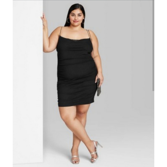 New Wild Fable Mesh Ruched Mini Dress - Black - size 3X
